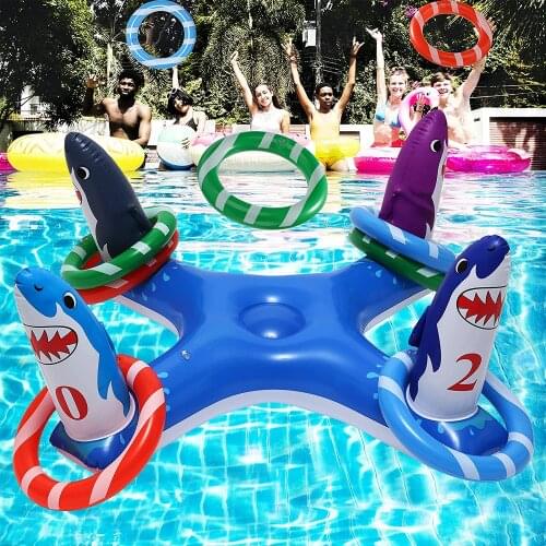Inflatable Ring Toys Swimming Pool Floating Ring Summer Water Beach Cross Ring Toss Game With 6pcs Rings Outdoor Party Supplies