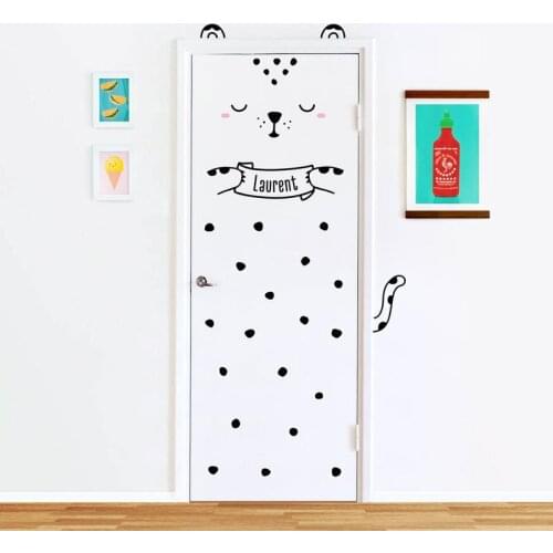 Personalized Door Decal Luca the Leopard Custom Wall decal for doors, windows or closets Nursery decor Vinyl Sticker K521