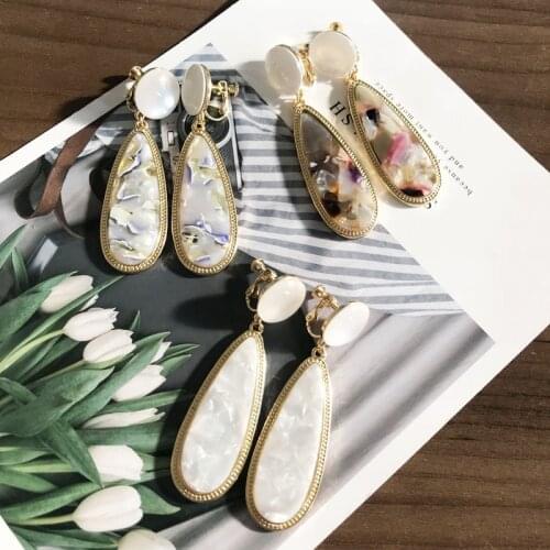 New Teardrop Resin Alloy Clip Earring