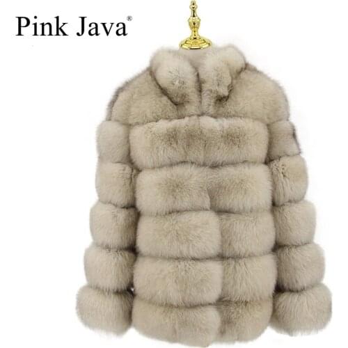 Pink java QC5073 new arrival women real fox fur coat plus size winter clothing luxury fur jacket overcoat raccoon fur coat
