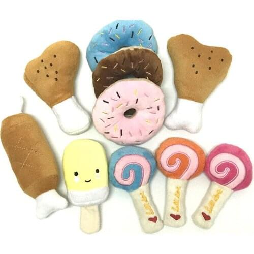 New Plush Dog Toys Squeaky Ice Cream Puppy Chew Toy Interactive Cat Toys Pet Dog Sound Toys for Small Medium Dogs