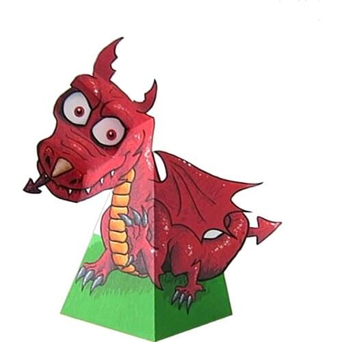 Optical Illusions Red Dragon Ornaments Folding Cute Mini 3D Paper Model Papercraft DIY Kids Adult Handmade Craft Toys ER-065