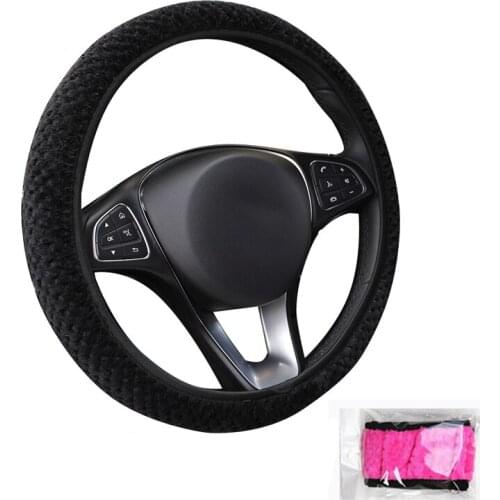 Autumn Winter Car Steering Wheel Cover Suitable for Most Steering Wheel Girl Carpet Soft 37-38 CM 14.5 "-15" Braid on Hand Bar