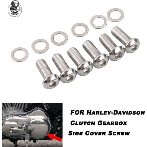 Suitable For Harley Dyna 883 1200 72V Road King Motorcycle Accessories Clutch Gearbox Side Cover Stainless Steel Screws