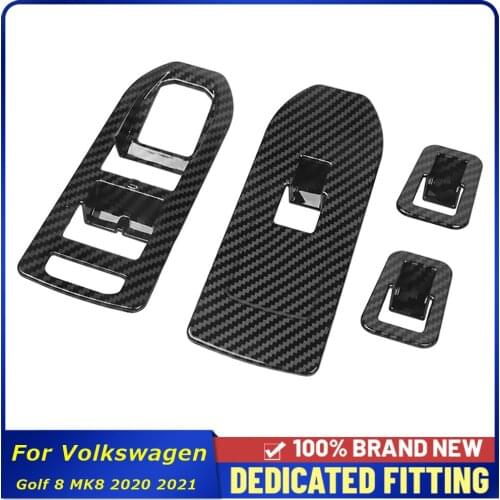 Fit For Volkswagen Golf 8 MK8 2020 2021 ABS Carbon Fiber Door Window Glass Panel Armrest Lift Switch Button Cover Trims Frame