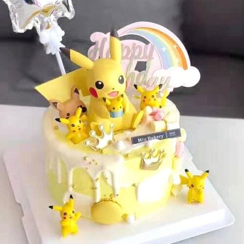 Pokemon Cake Decoration Pikachu Doll Ornaments Cake Small Card Childrens Cake Dessert Table Decorations Birthday Party Supplies