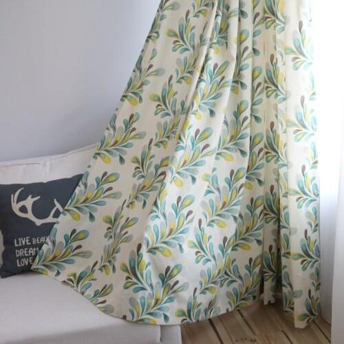 Simple Nordic printing cotton linen curtain custom cotton linen curtain for living room bedroom curtain Balcony home curtains