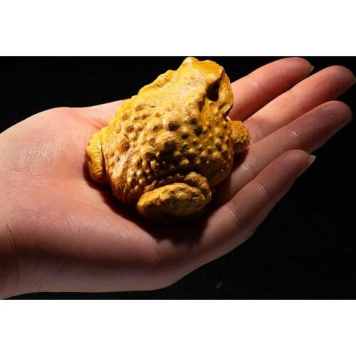 Boxwood 5/6CM Lucky Rich Toads Wood Frogs Golden Toad Animal Wood Statue Office Decoration Animal Sculpture Mascot Wood Statue
