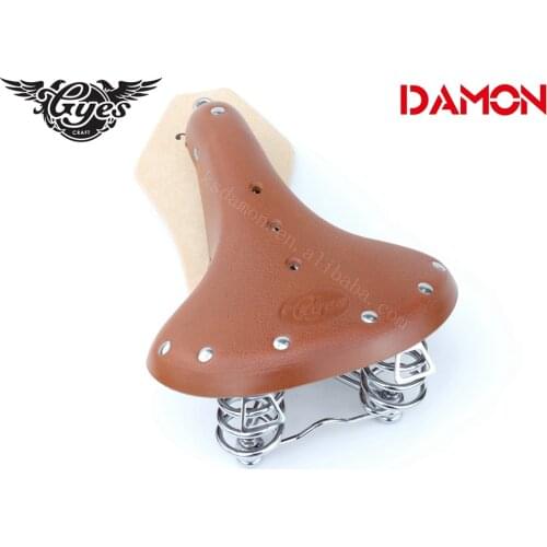 Taiwan Gyes GS-11 100% Cow Leather Retro Riveted Leisure Bicycle Seat Comfortable Durable Rail Cycling Bicycle Saddle Cushion