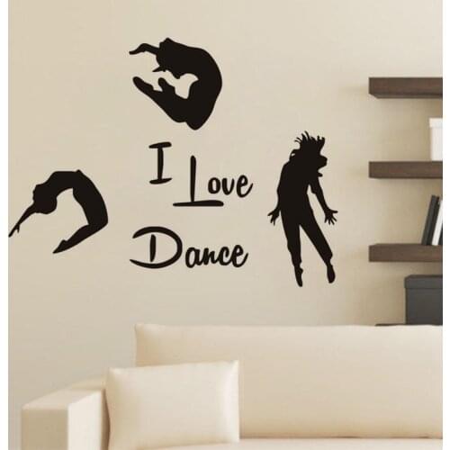 I Love Dance vinyl wall decal home decor kids room girls rooms diy art mural removable wall stickers