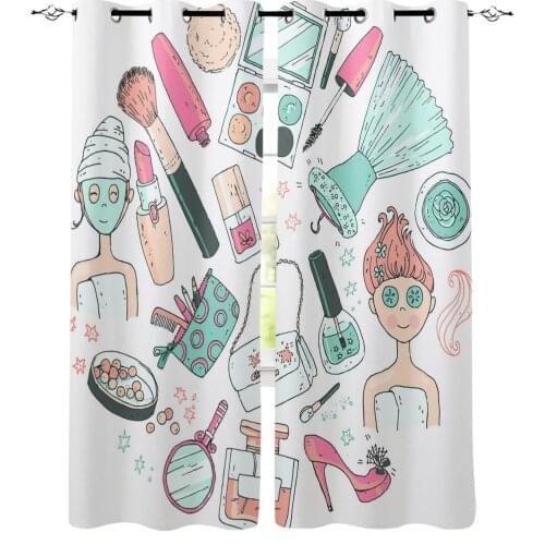 Woman Cosmetics Nail Polish Modern Curtains for Living Room Bedroom Kitchen Curtains Drapes Window Treatments