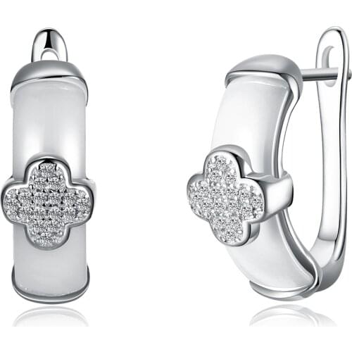 SILVERHOO 925 Sterling Silver Stud Earrings For Women White 5A Clear Cubic Zirconia Girl Small Earring Anniversary Fine Jewelry