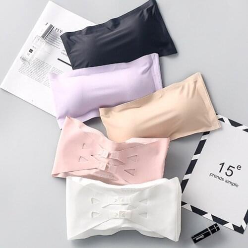 Q New Breathable Ice Silk Adjustable Wrapped Bra Summer Ladies Tube Top Strapless Womens Lingerie Invisible Bra Bandeau
