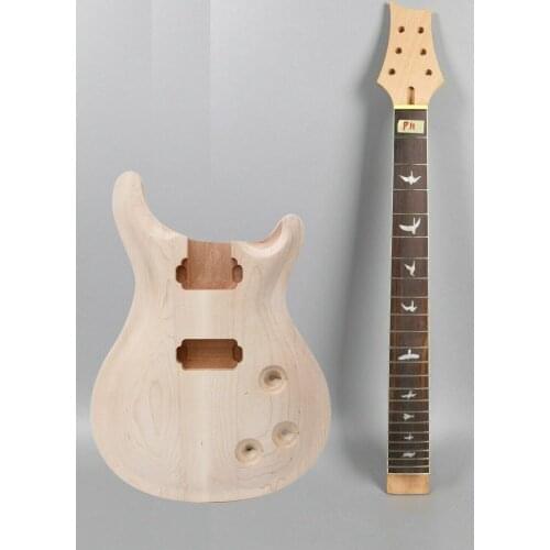 1set Guitar Kit Unfinished Guitar Neck 22 fret Guitar Body Mahogany Maple DIY