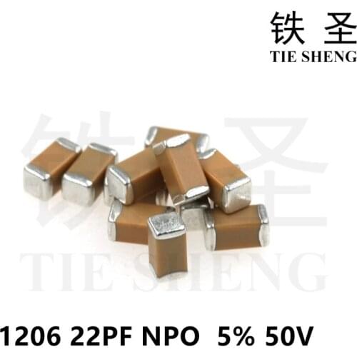 100pcs 22PF NPO 5% 50V 1206 22P smd capacitor