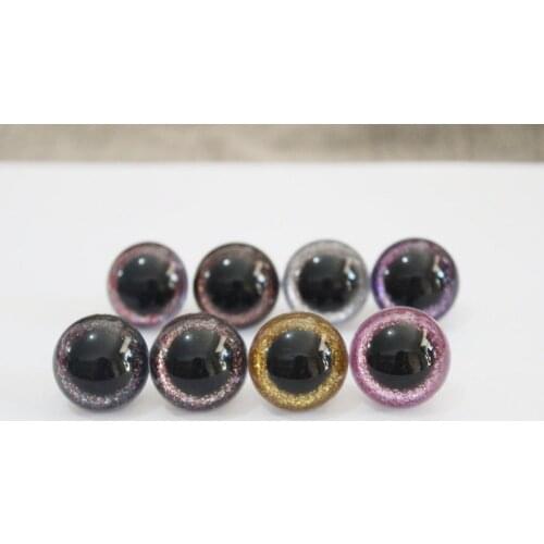 100pcs/lot--- new 13mm-24mm round plastic safety clear toy eyes +glitter Nonwovens + hard washer for plush doll -size option-N8