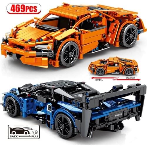 469pcs City Technical Pull Back Racing Car Building Blocks Mechanical Speed Sports Vehicle Supercar Bricks Toys For Boys