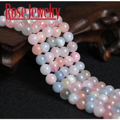 A+ Natural stone beads Multicolor Morganite beads Stones Loose Beads 15" inches 4 6 8 10 12mm DIY Bracelet Necklace Accessories