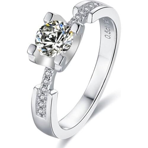 ANZIW 925 Sterling Silver Moissanite Diamond Rings 5.0mm Round Bull Head Small Waist Engagement Ring Women Wedding Party Jewelry