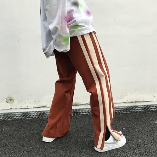 Casual Men Wide Leg Pants Loose Spring And Autumn Drape Vintage Trendy Ins Straight Split Sports Pants Hairstylist Tide Trousers