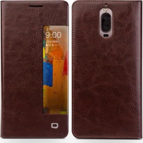 QIALINO Case for Huawei Ascend Mate9 pro Luxury Genuine Leather Flip Cover for Huawei Mate9 pro Sleep Wake Function Smart Case
