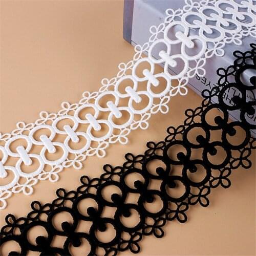 Black White Hollow Out Floral Embroidered Lace Ribbon 60 mm Width DIY Apparel Sewing Fabric Lace Tape Dress Clothing Decoration