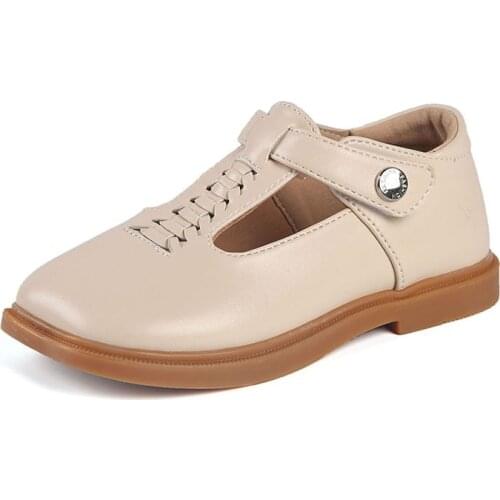 CUZULLAA Kids Girls Summer Autumn Elegant T-Strap Hook & Loop Casual Shoes For Children Flat Shoes Size 21-30