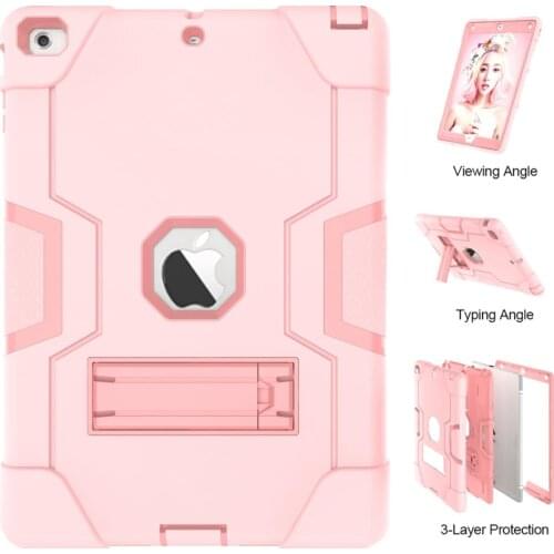 For Apple iPad 5 9.7inch A1822 A1823 Models Shell Air2013 Armor Shockproof Silicon Hard Cover Kickstand Anti-Fall Tablet Cases