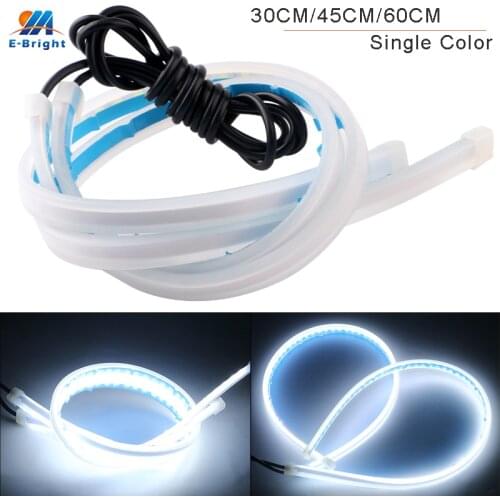 YM E-Bright 2X 30cm 45cm 60cm Car Day Lights Automobiles Flexible DRL White 12V 2835 Daytime Running Light For Headlamp Strip