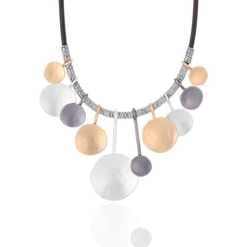 ELOYHI Women Necklace Geometric Top Quality Three Collar Leather Choker For Lady Punk Trendy Neckalce&Pendants Gift