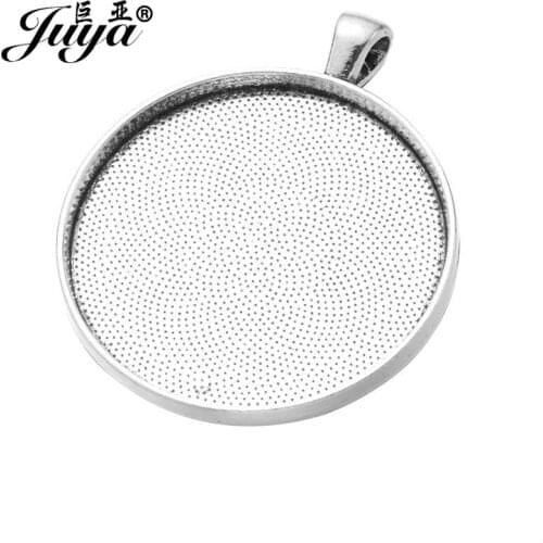 JUYA 10pcs/lot DIY Jewelry Pendant Cabochon Base Tray Setting For Necklace Pendant Making Crafts Accessories 38mm Inner Size