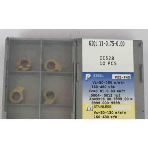 10 PCS CARBIDE INSERT GIQL 11-0.75-0.00 IC528