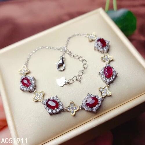 KJJEAXCMY fine jewelry natural Ruby 925 sterling silver new women hand bracelet support test fashion