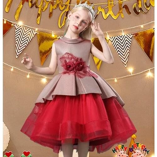 Ceremony Flower Lace Girls Dress Children Clothes Party Wedding Kids Dresses For Girl Birthday Princess Dress Vestidos 8 10 Year