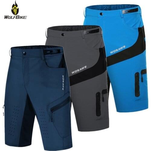 Wolfbike Mens Riding Cycling Shorts Outdoor Sports Water Repellent Breathable Bicycle Loose Fit Downhill Shorts Bike MTB Shorts