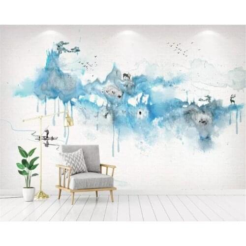 Beibehang Fashion personality silky wallpaper 3d Graffiti ink landscape deer Modern family TV background 3d wallpaper tapety 3d