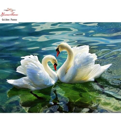 Fashion 5D Home Decor DIY Diamond Painting Swan lovers in lake Cross stitch Wall Decal Mosaic Diamond Embroidery Painting