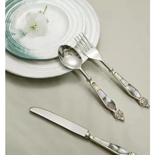 Shell Knife Fork And Spoon Three Piece Handicraft Steak Simple European Court Western-Style Tableware Set Gift Essential