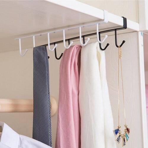 NEW Fashion 6 Hooks Metal Under Shelf Mug Cup Cupboard Kitchen Organiser Hanging Rack Holder