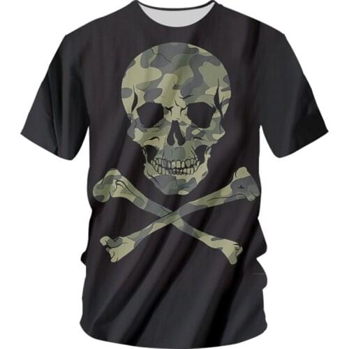 New funny mens T-shirt, 3D printed hip hop Halloween socks and camouflage skull t-shirt