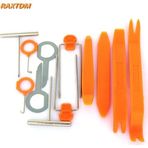 New 12Pcs/set Plastic Car Radio Door Clip Panel Trim Dash Audio Removal Pry Tool Repairing Set