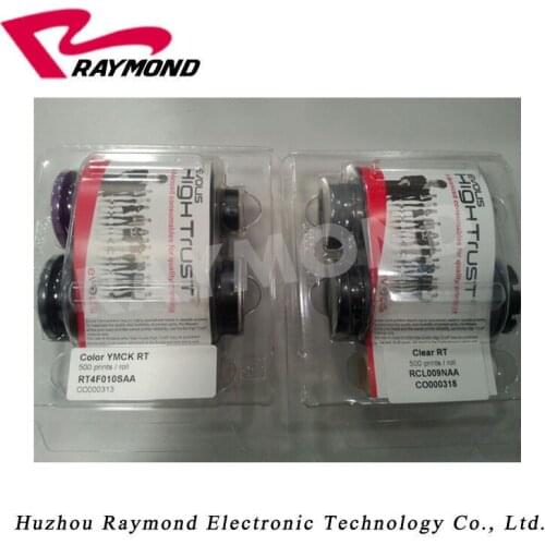 Original Evolis Avansia Card Printer set for RT4F010SAA ( CO000313 ) YMCK Color Ribbon and RTCL009NAA ( CO000318 ) Clear Film