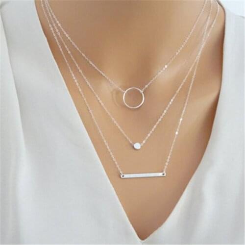 Trendy Classic Crossbar Circle Multilayer Choker Necklace For Woman Ethnic Vinatge Ladies Collar Layered Necklaces Bijoux Femme