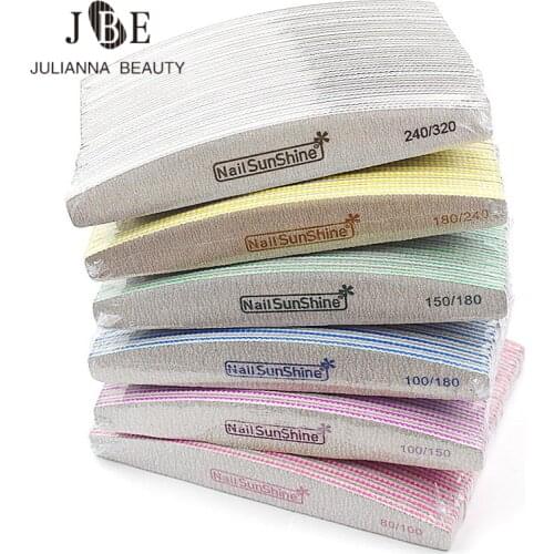 60Pcs/Lot Nail Files Block Buffer Professional Nail File Curved Banana Nail Buffer Double-sided Buffer Nail Files Manicure Tool