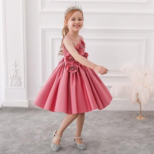 2020 Flower Girl Dress Elegant Princess Kids Girls Costume Wedding Party Ball Gown Children Clothing 2 3 6 8 10 Year