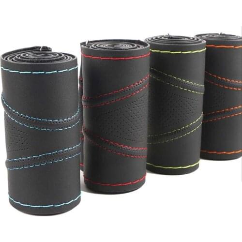 Durable Microfiber Leather Steering Wheel Cover Sports Hand-sewn Steering Wheel Cover Automobile Parts