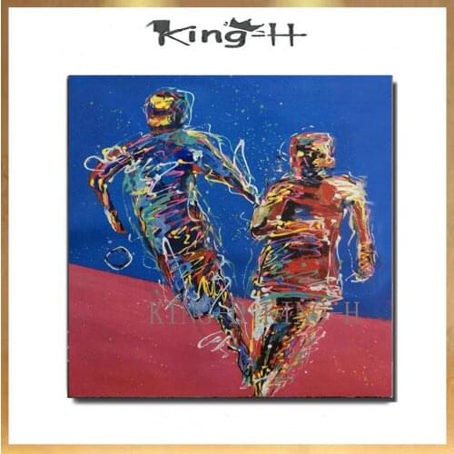 Hand-painted oil painting figure painting modern sports play boy is very realistic color to decorate children room hall without