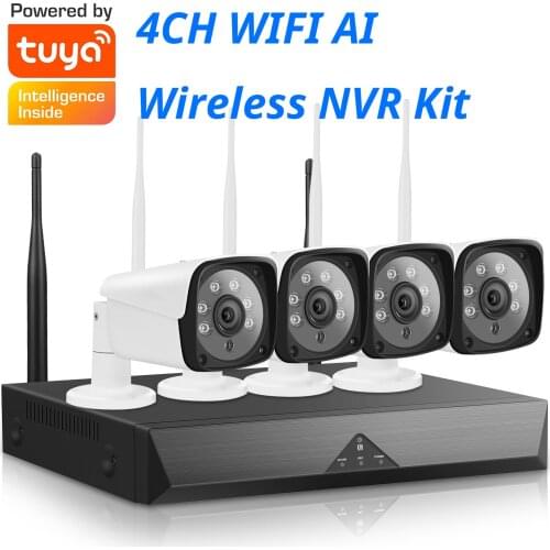 1080P Security Camera System, 4 Channel NVR+4Pcs 1080P Home WiFi Surveillance Security Camera IP66 Waterproof, Motion Detection