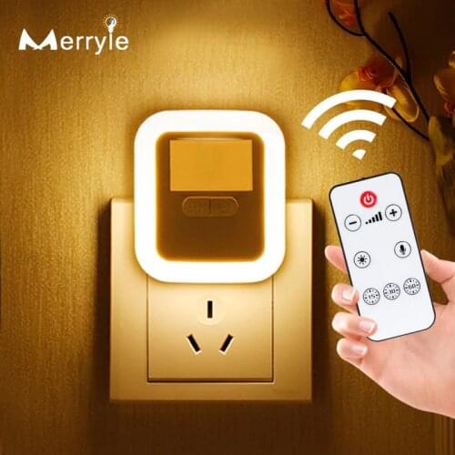 Smart PIR Motion Sensor LED Night Light Remote Control Night Lamp EU US Plug Dimmable Wall Lamp for Home Bedroom Toilet Restroom