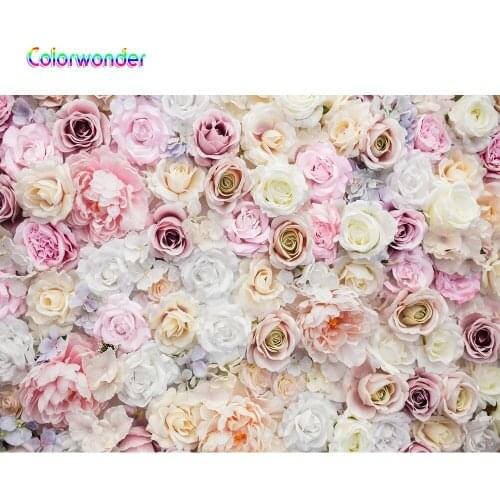 Flower Bridal Backdrops for Photographic Background White Pink and Orange Rose 7x5ft Background for Wedding Party Photo Booth